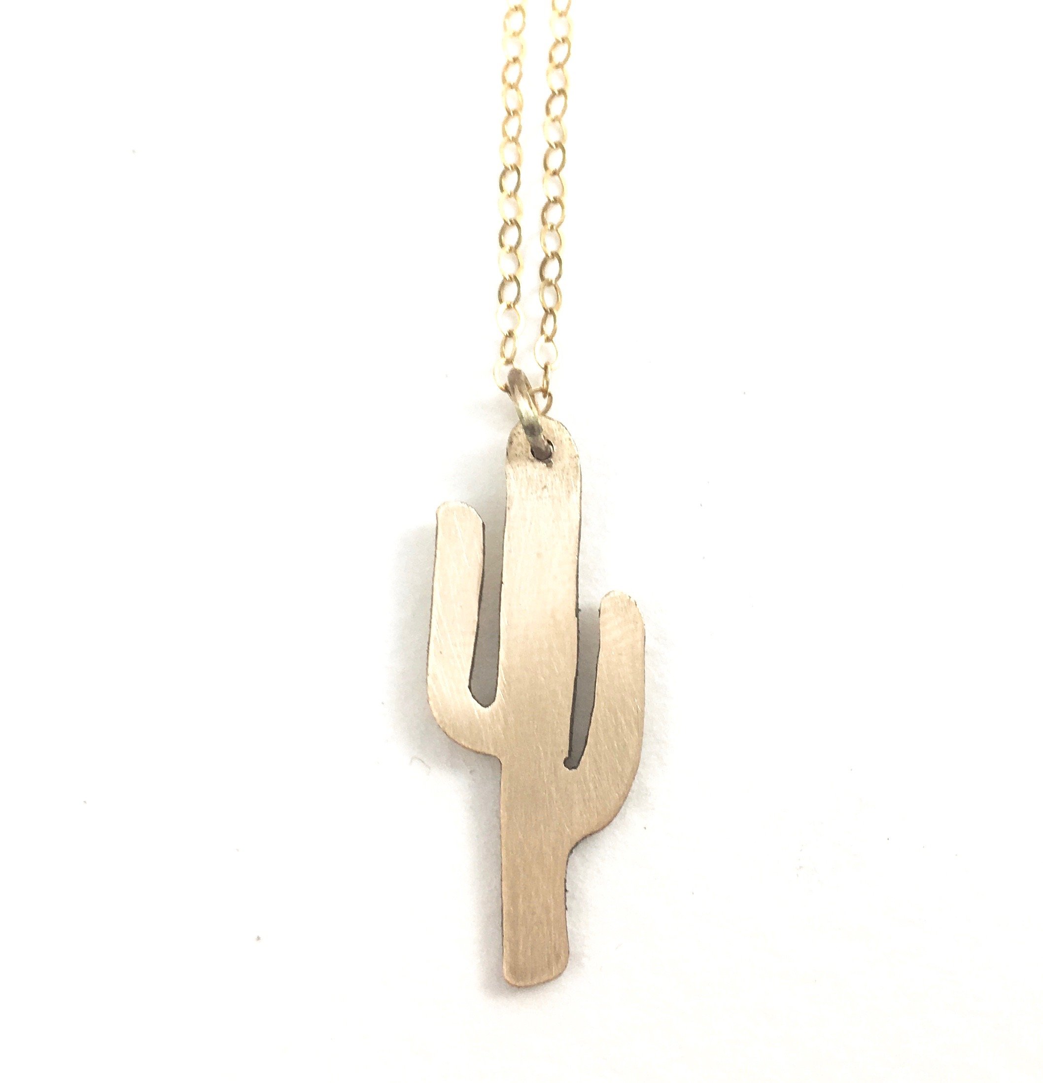 A beautifully handcrafted Cactus Necklace featuring a unique cactus pendant, made from recycled metals in gold filled and sterling silver options.