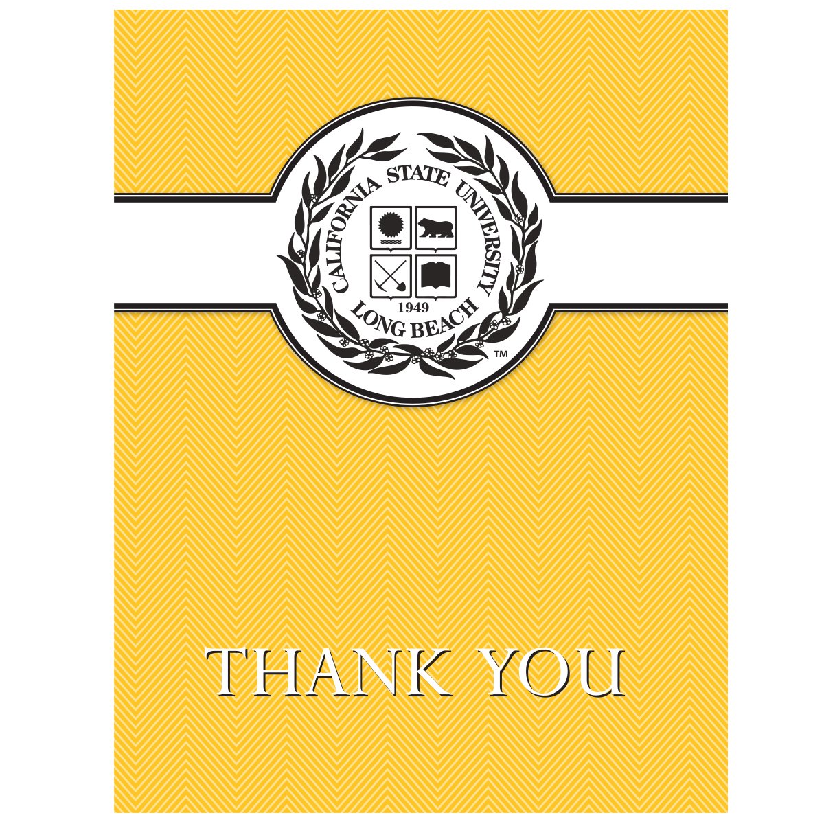 A pack of Cal State Long Beach Seal Thank You Cards with envelopes, showcasing school spirit and gratitude.