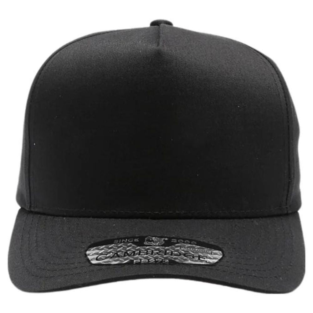 CAMBRIDGE 5 PANEL HIGH FRAME caps in a pack of 6, featuring a structured design, adjustable snapback, and curved visor for sun protection.