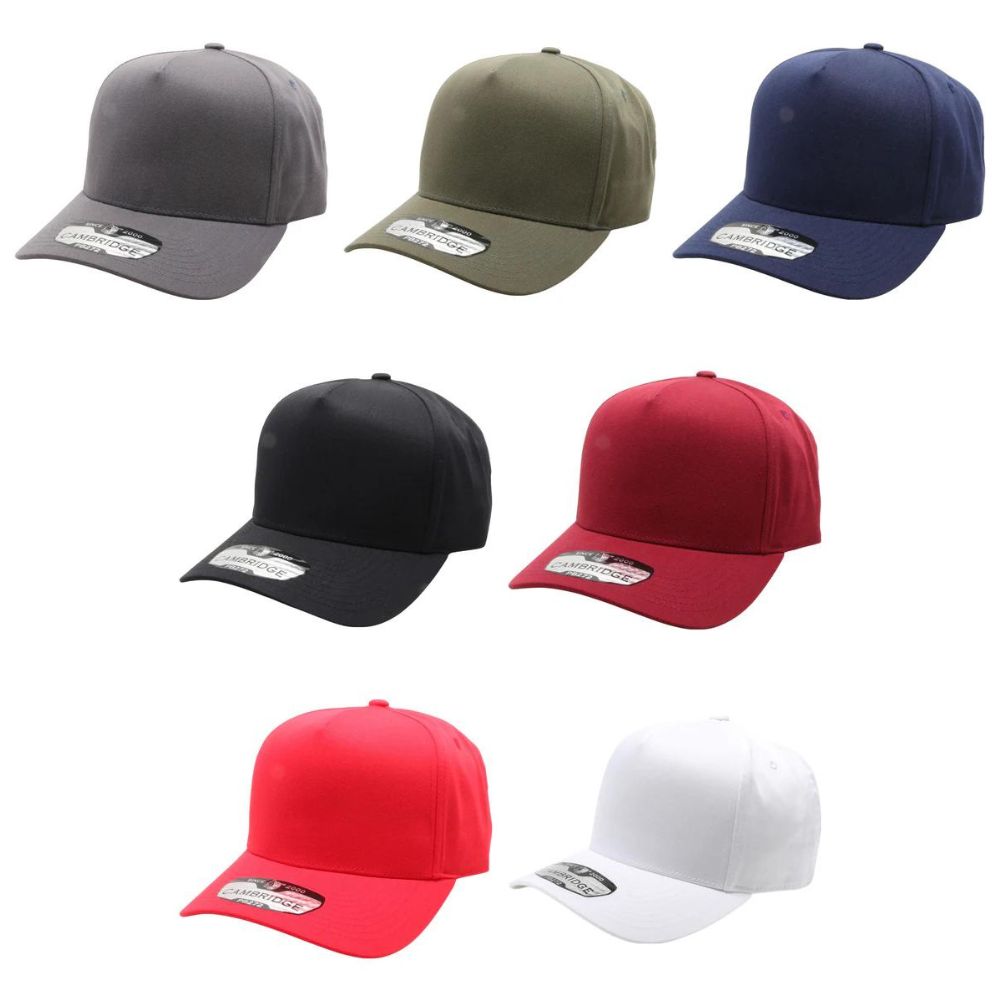 CAMBRIDGE 5 PANEL HIGH FRAME cap with a high profile and curved visor, featuring a structured design and five panels.