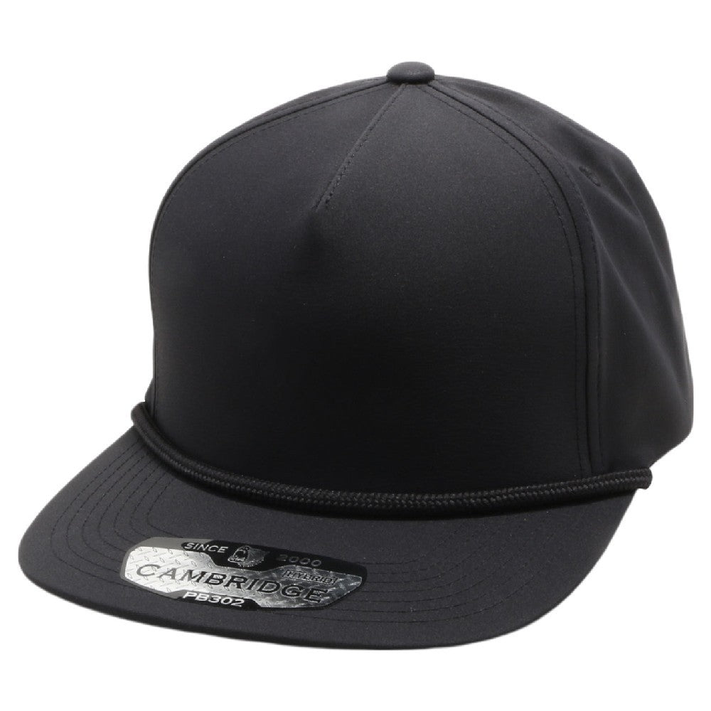 A pack of six CAMBRIDGE 5 PANEL HYBRID ROPE SNAPBACK caps in various colors, showcasing their high-profile design and curved visor.
