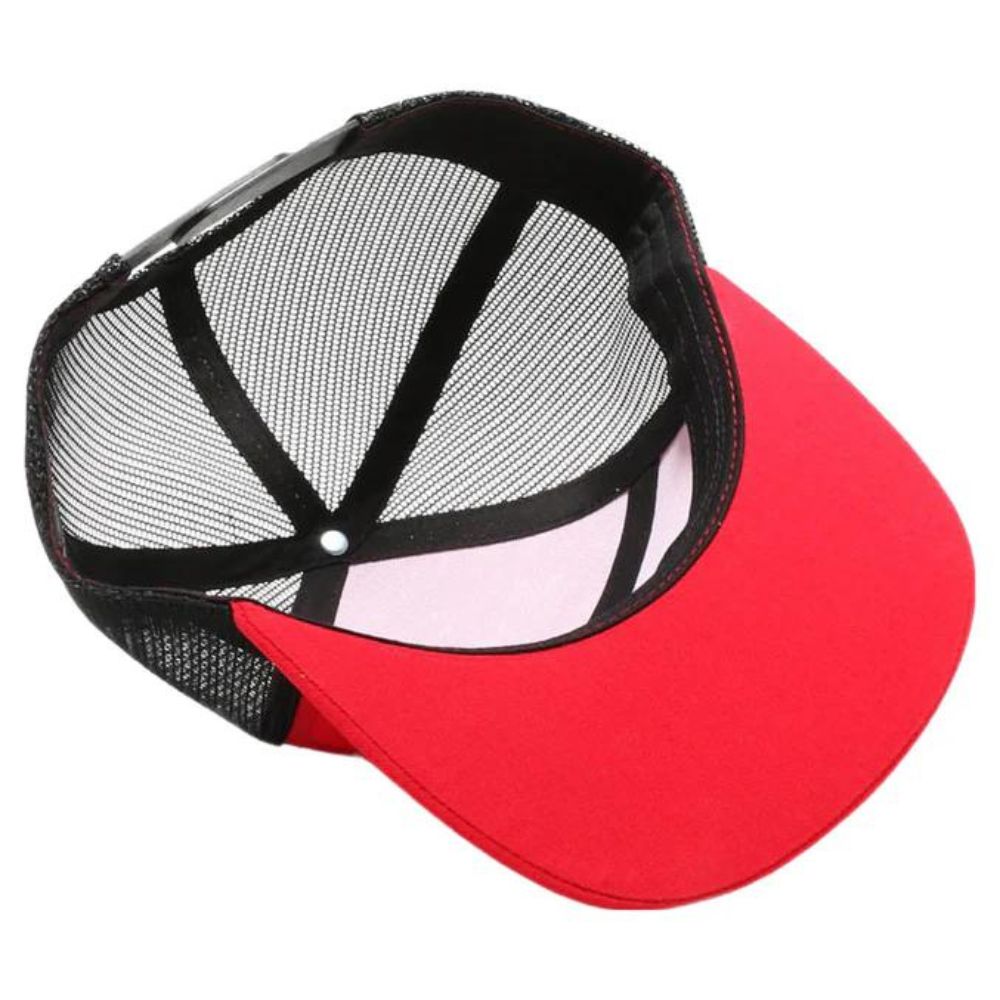 CAMBRIDGE 6 PANEL CAMPER BEAF LEAF TRUCKER hat featuring a structured design, flat visor, and adjustable snapback for a comfortable fit.