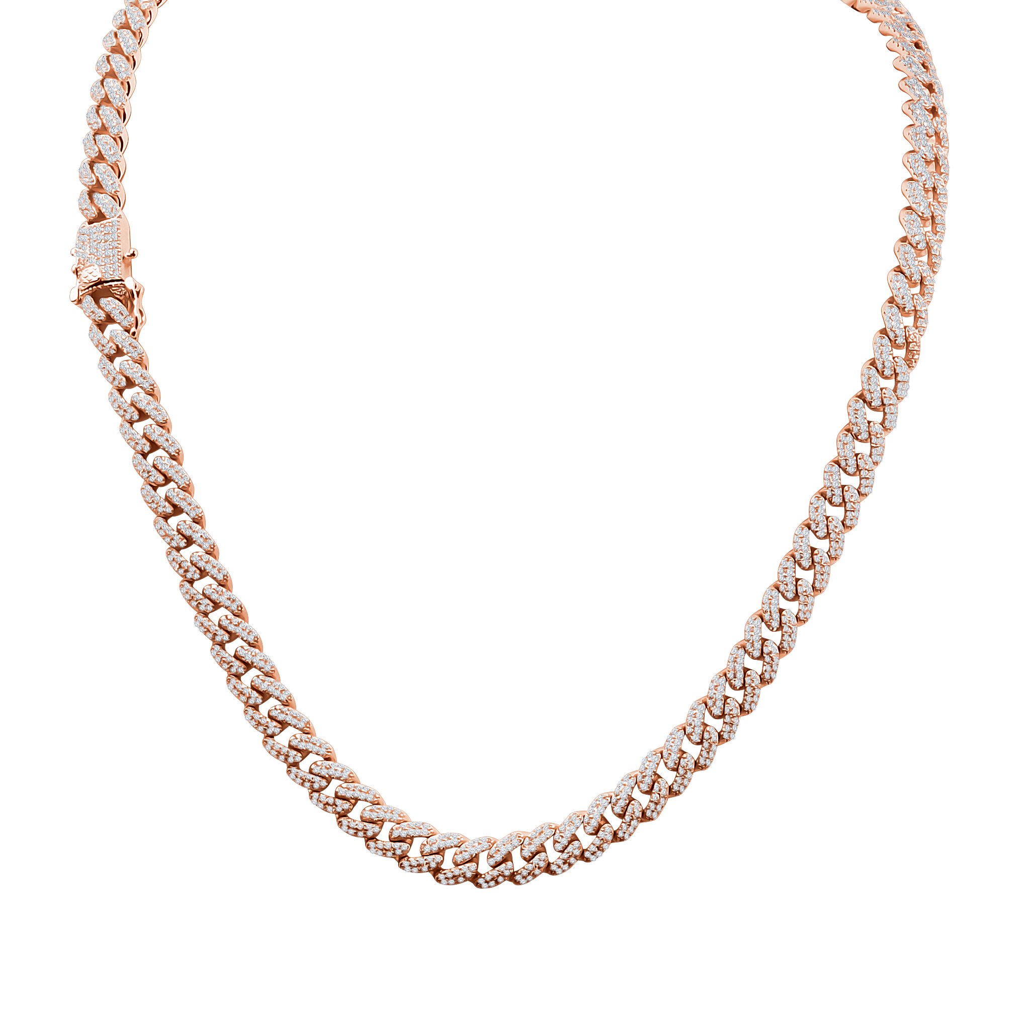 CAMEO 8 MM 925 Silver Cuban Chain featuring hand-set Cubic Zirconia stones, showcasing luxury and sophistication.