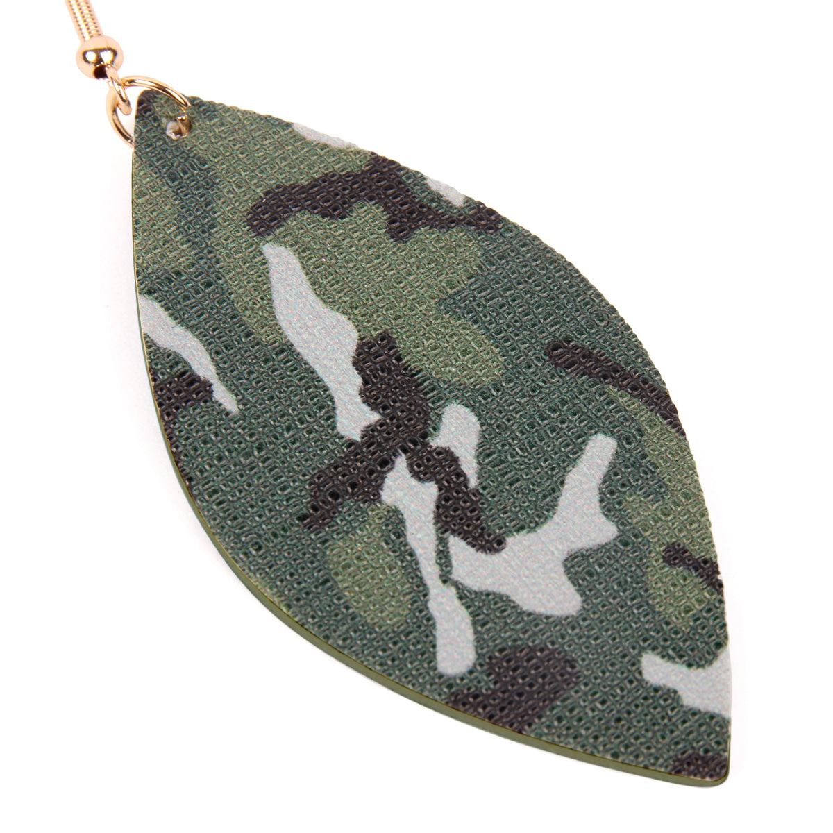 Stylish camouflage leather drop dangle earrings by DOBBI, showcasing a unique design and lightweight material.
