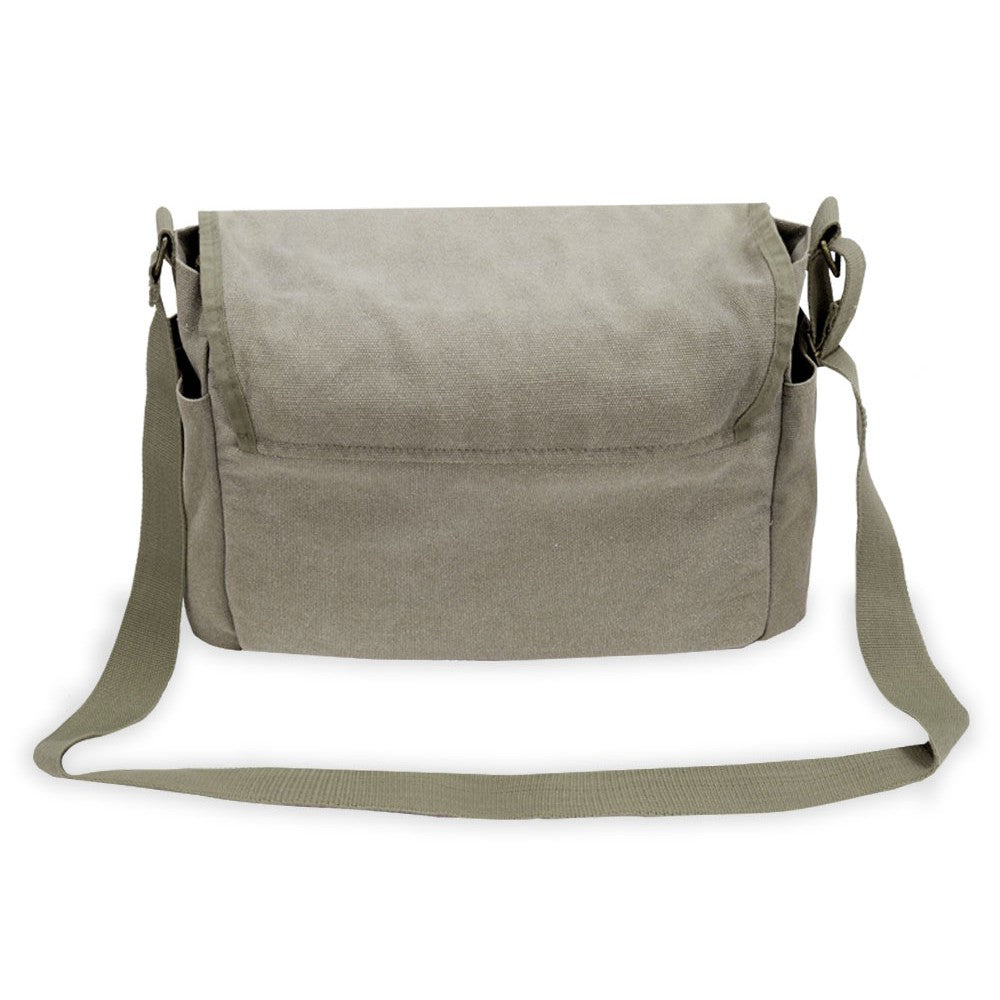Large Canvas Messenger bag in cotton canvas with multiple pockets, ideal for daily use.