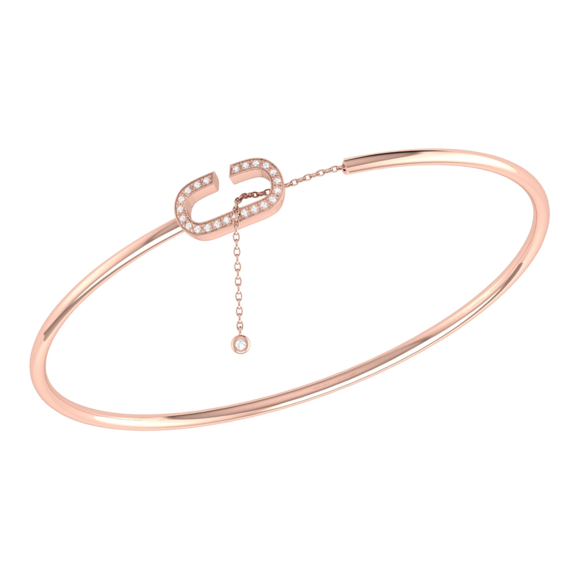 Celia C Adjustable Diamond Cuff in 14K Rose Gold Vermeil, featuring genuine diamonds and a stylish design.