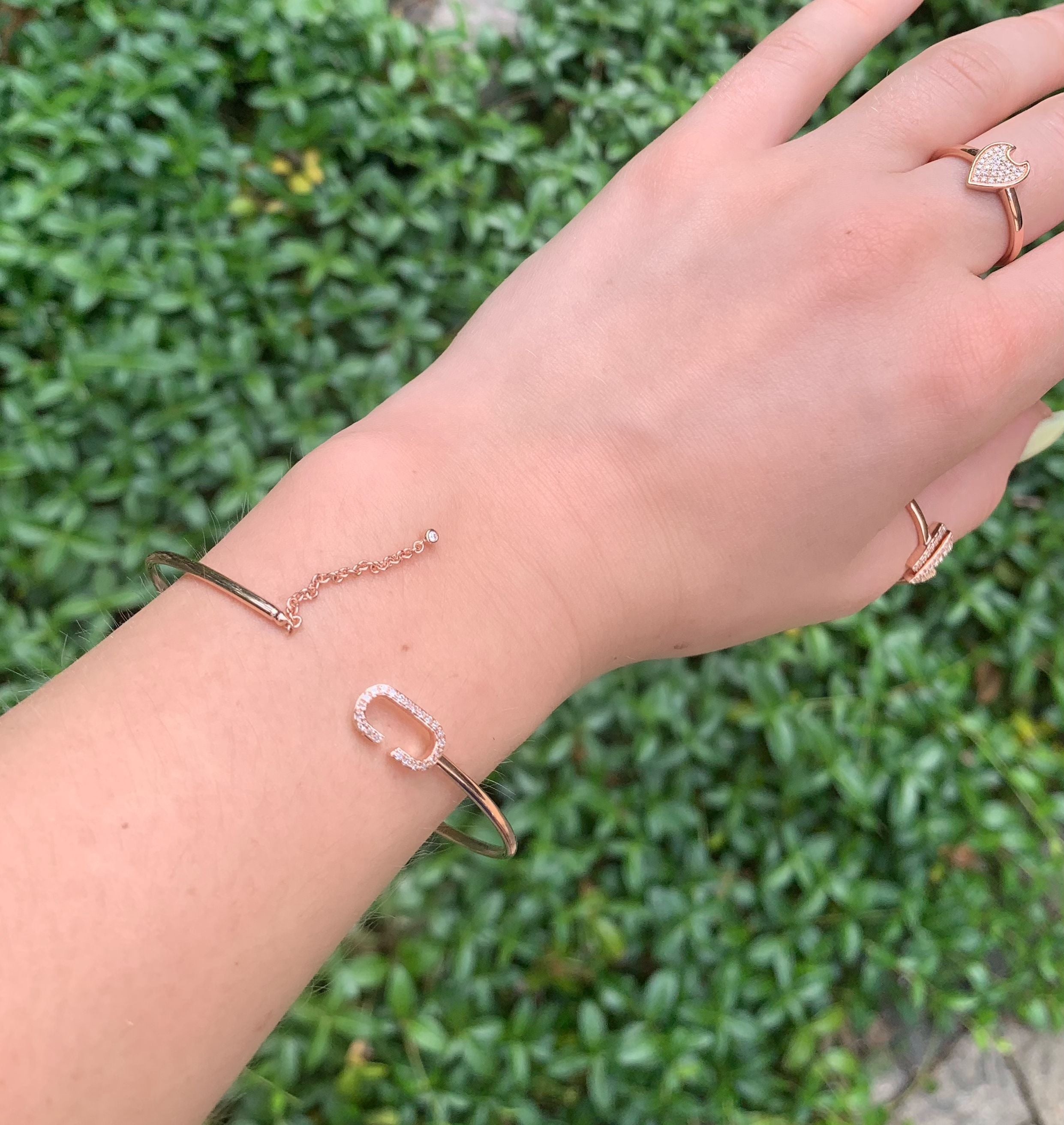 Celia C Adjustable Diamond Cuff in 14K Rose Gold Vermeil, featuring genuine diamonds and a stylish design.