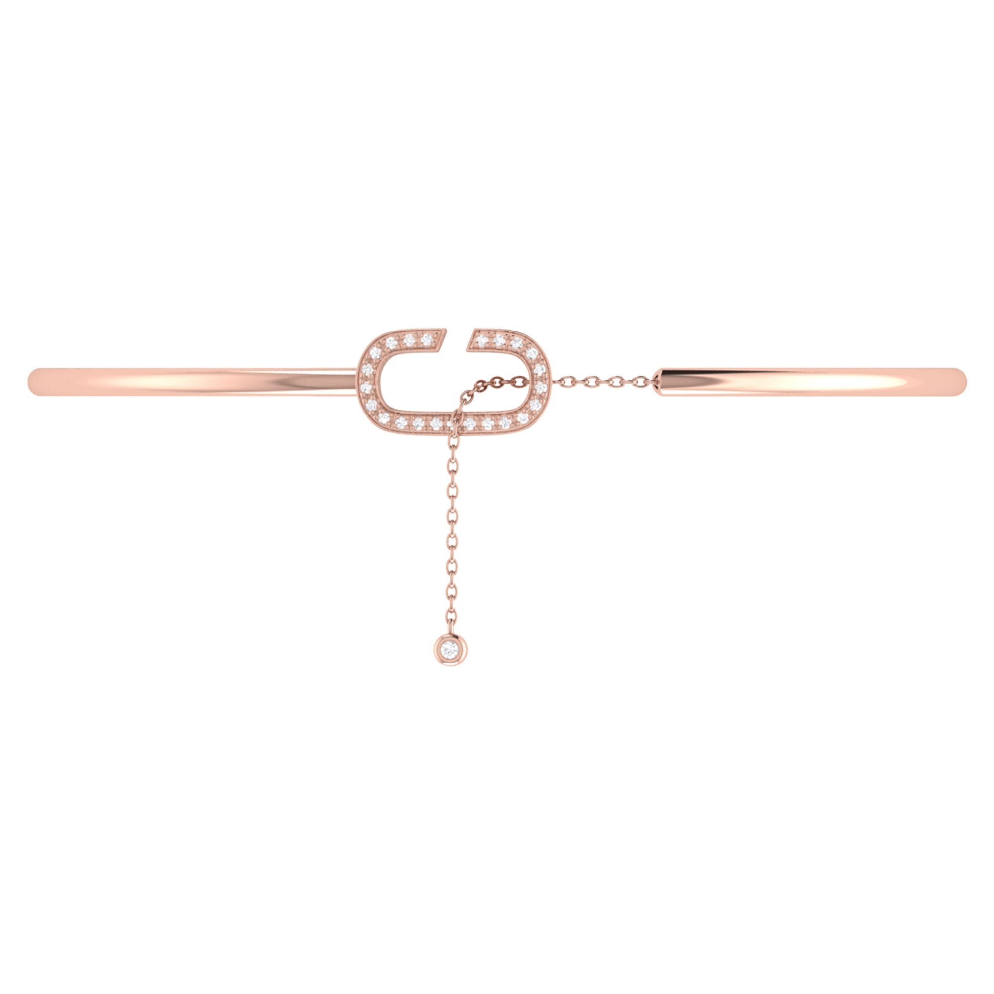 Celia C Adjustable Diamond Cuff in 14K Rose Gold Vermeil, featuring genuine diamonds and a stylish design.