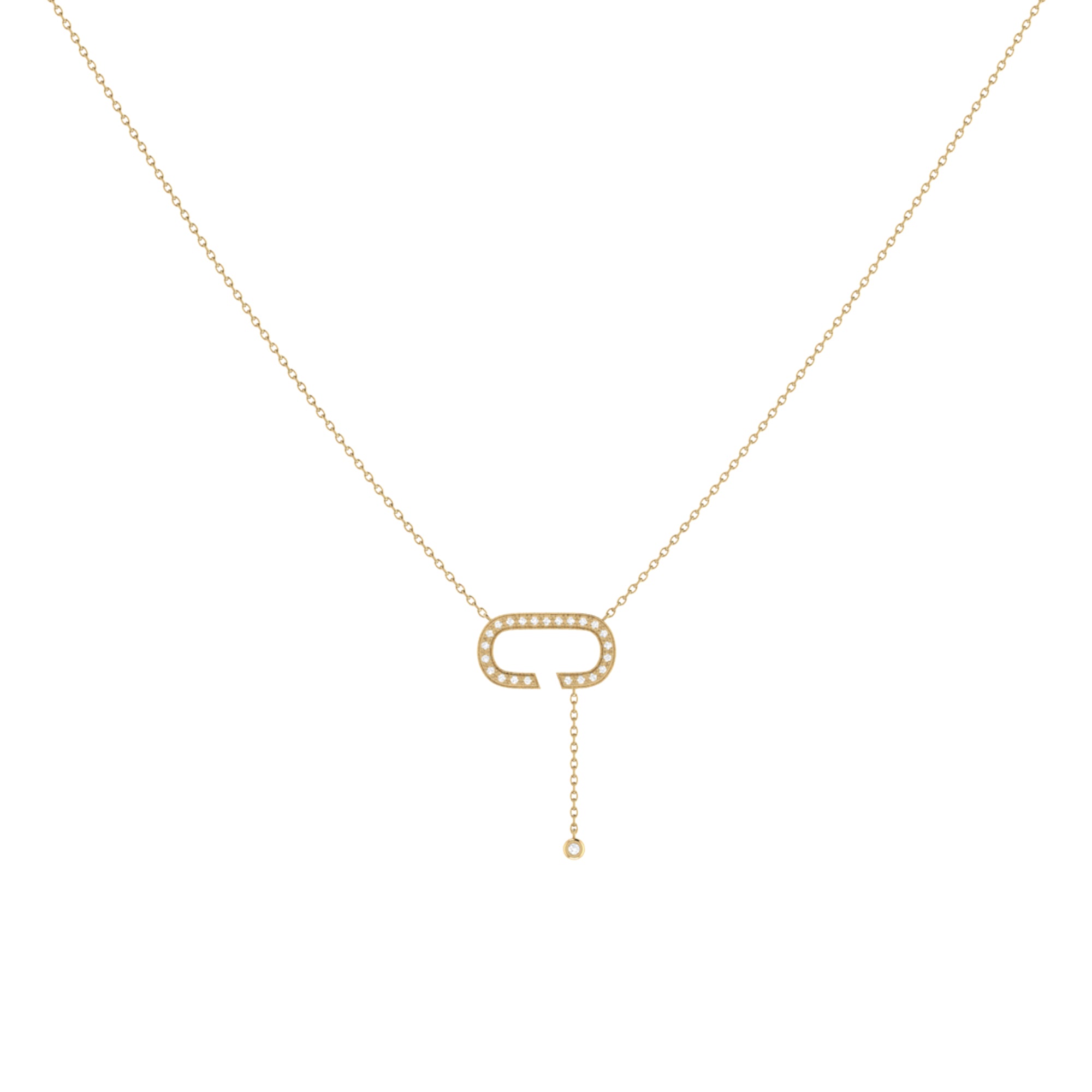 Celia C Bolo Adjustable Diamond Lariat Necklace in 14K Yellow Gold with genuine diamonds and adjustable chain.