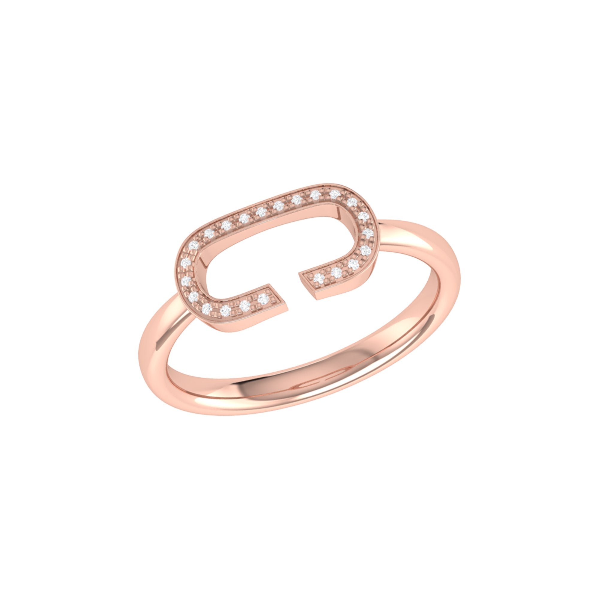Celia C Diamond Ring featuring genuine diamonds set in 14K Rose Gold Vermeil on Sterling Silver, showcasing elegance and craftsmanship.