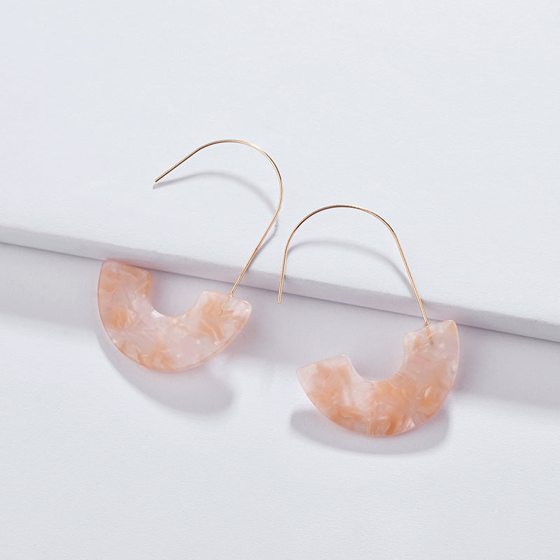 Colorful Celluloid Hook Hoop Earrings by DOBBI, showcasing vibrant hues and a stylish design, perfect for summer wear.