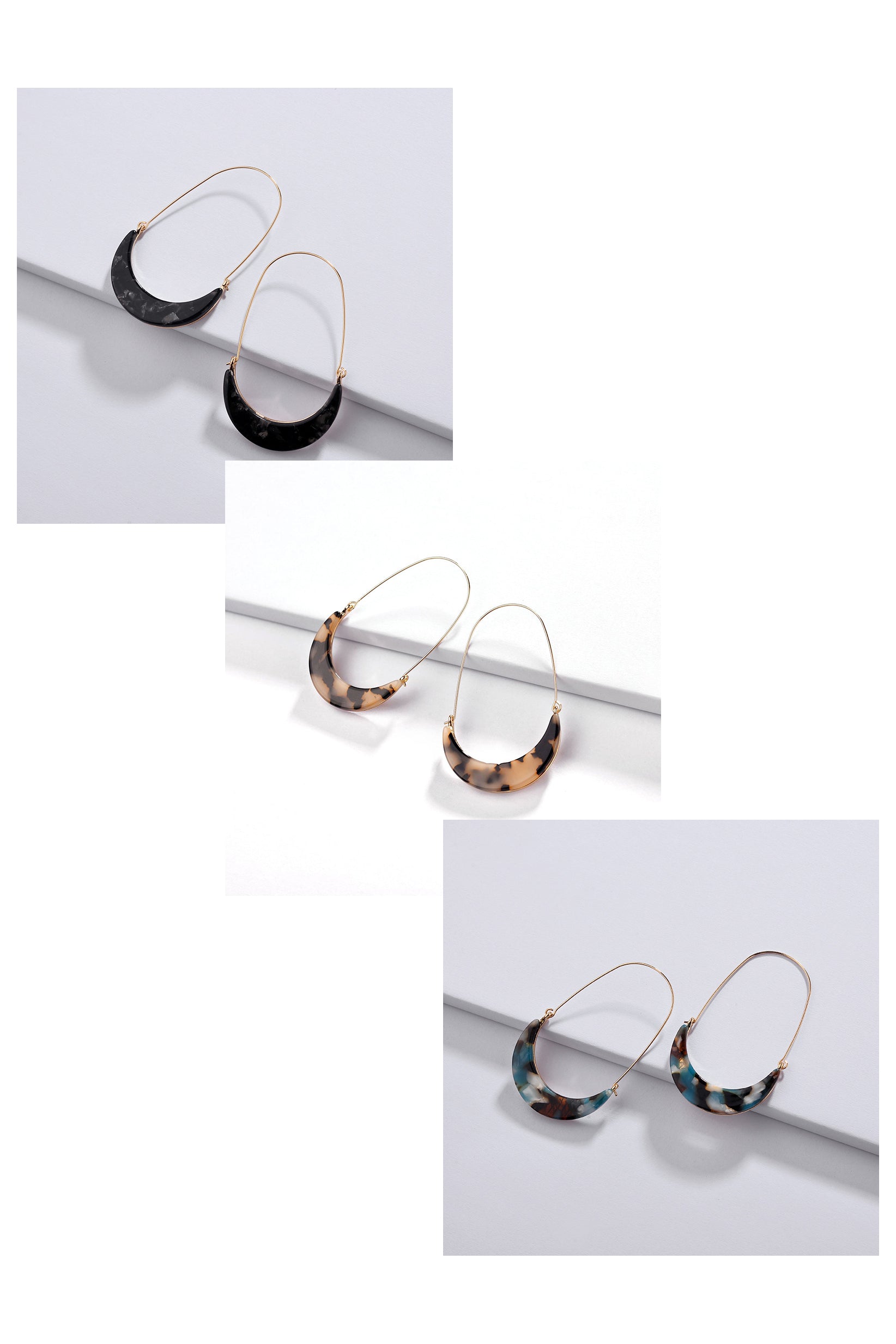 Colorful celluloid hoop earrings by DOBBI, showcasing a variety of vibrant colors and a lightweight design, perfect for summer wear.