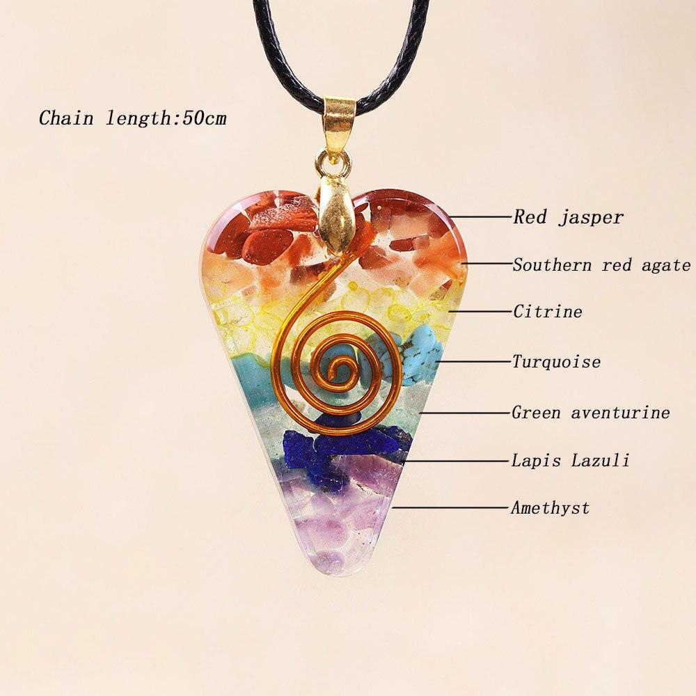 Chakra Orgonite Energy Crystal Pendant featuring various natural crystals in a geometric design, perfect for meditation and aura enhancement.