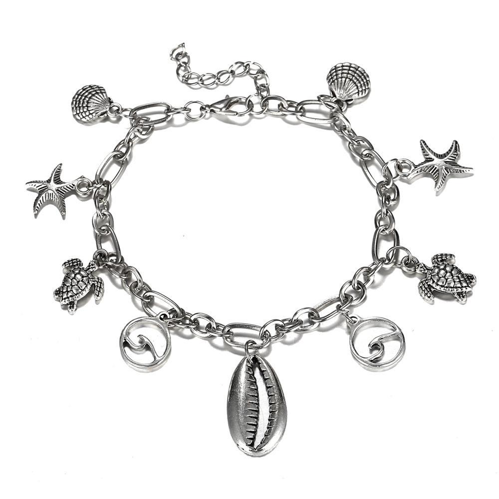 Charm Bracelet of the Sea featuring 18K white gold plating, elegantly designed in Italy, showcasing a beautiful and durable finish.