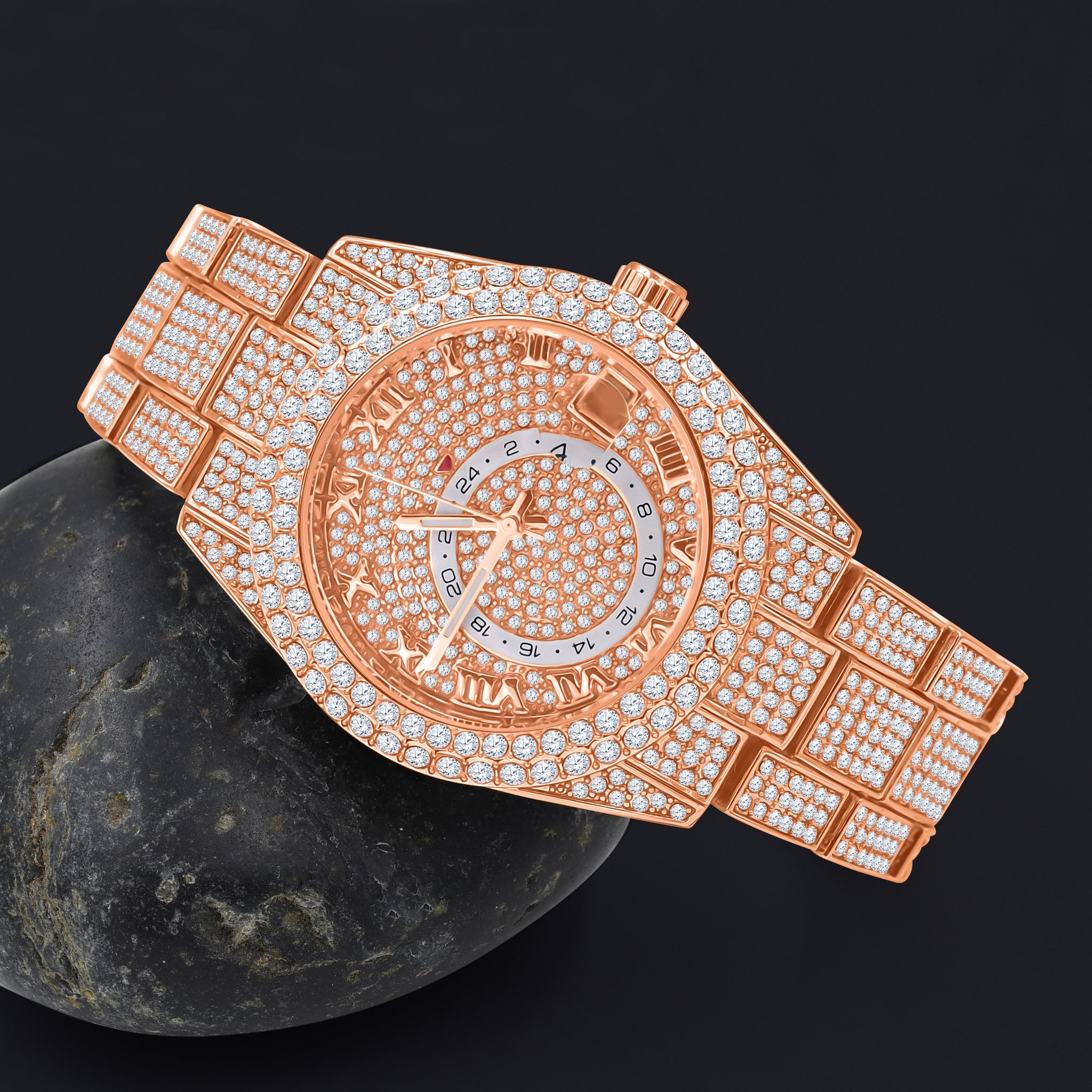 CHAUDES Hip Hop Watch I 563055 featuring a bling metal design, European crystal bezel, and adjustable links.