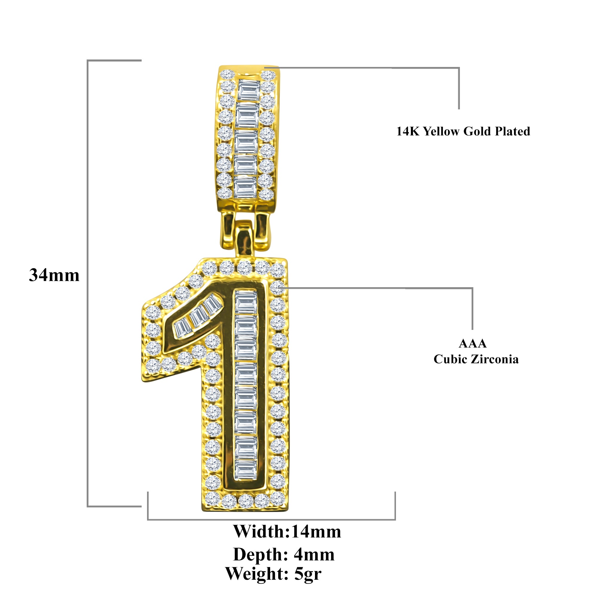 CIPHER Sterling Silver Numeric Pendant with Cubic Zircon Stones, showcasing a shiny silver finish and customizable jersey number design.