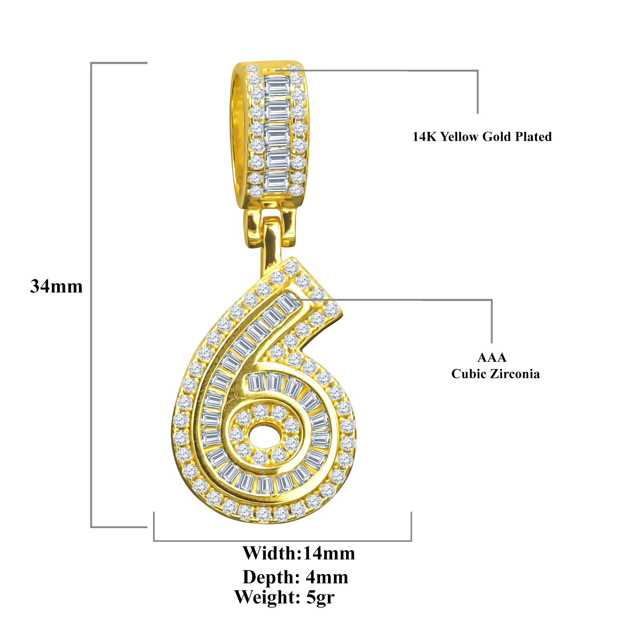 CIPHER Sterling Silver Numeric Pendant with CZ, showcasing a shiny silver finish and sparkling cubic zirconia stones, ideal for sports enthusiasts.