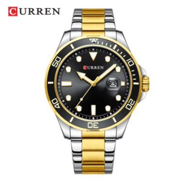 CLAIRVOYANT Men's Watch featuring a glinting case, steel wristband, and elegant design with cubic zirconia accents.