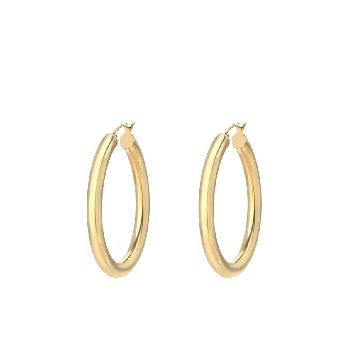 Elegant Classic 1" Round Hoop Earrings in 18K gold plated, showcasing a timeless design perfect for any occasion.