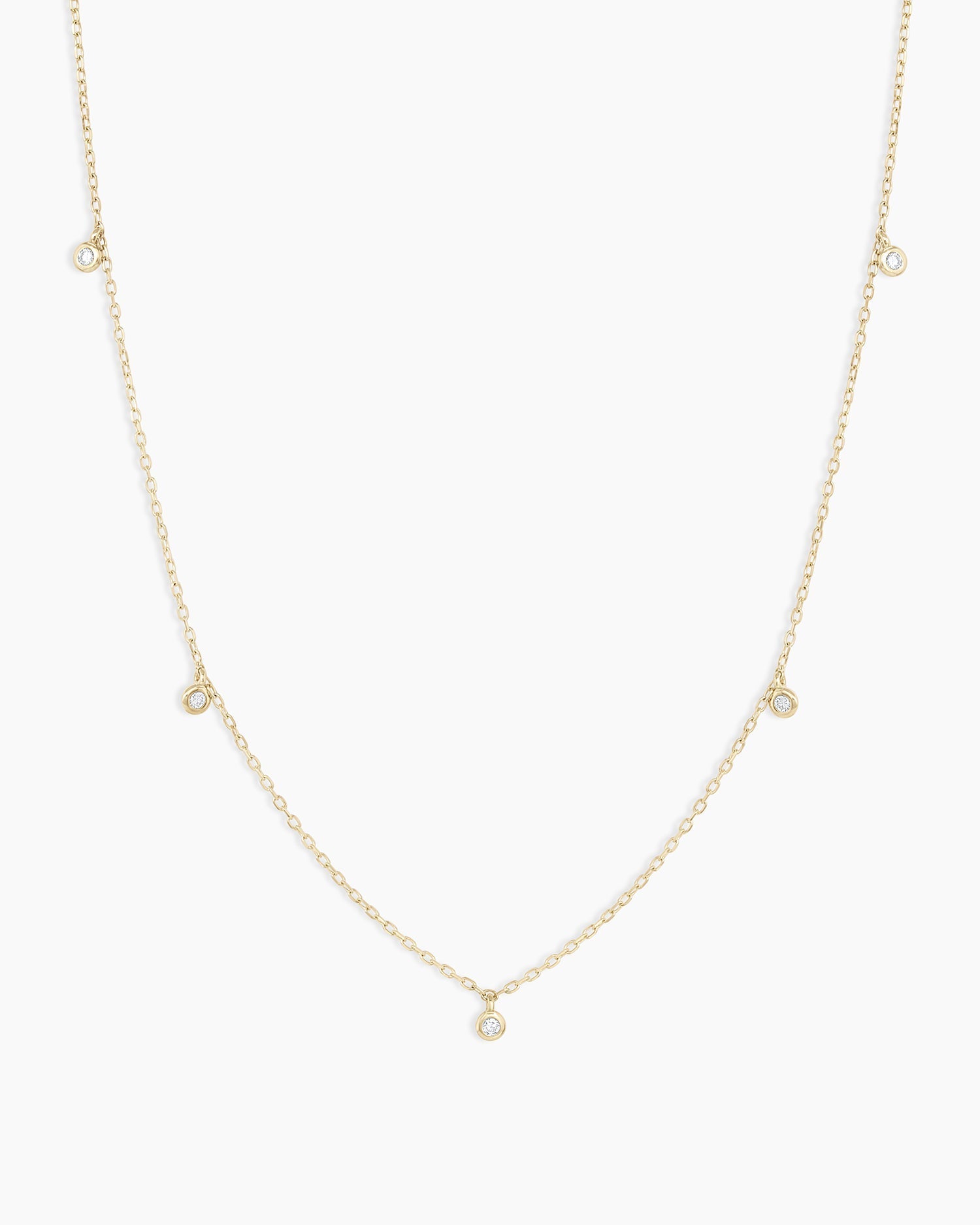 Classic Diamond Flutter Necklace featuring five exquisite lab-grown diamonds in a delicate flutter design, perfect for elegant occasions.