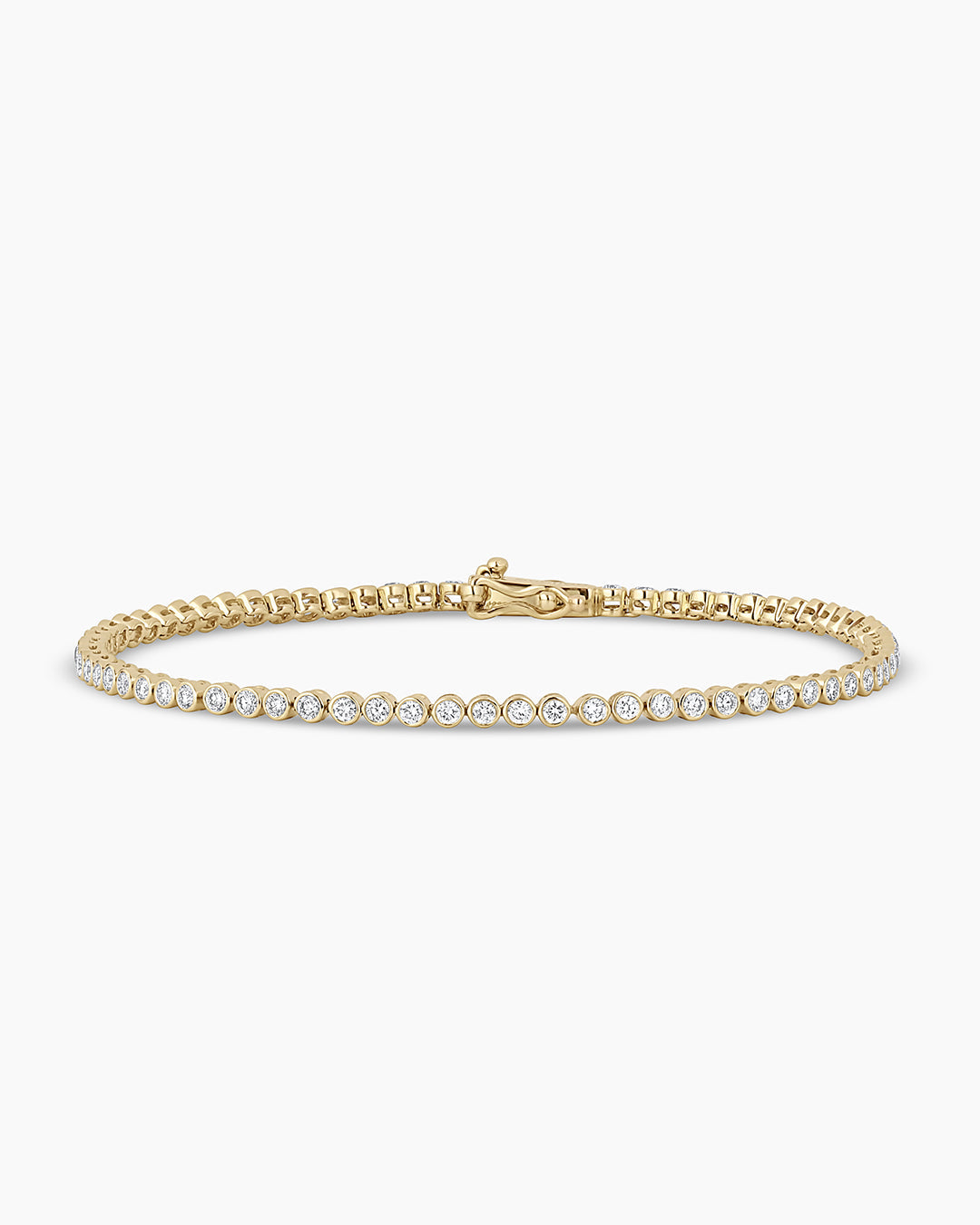 A stunning Classic Diamond Tennis Bracelet featuring 64 lab-grown diamonds, radiating elegance and sophistication.