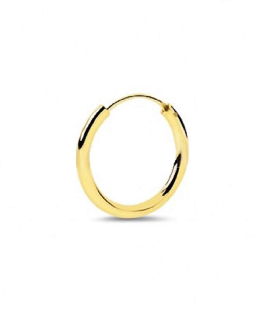 Classic Gold Hoop earrings made of sterling silver with 18k gold plating, showcasing a timeless and elegant design.