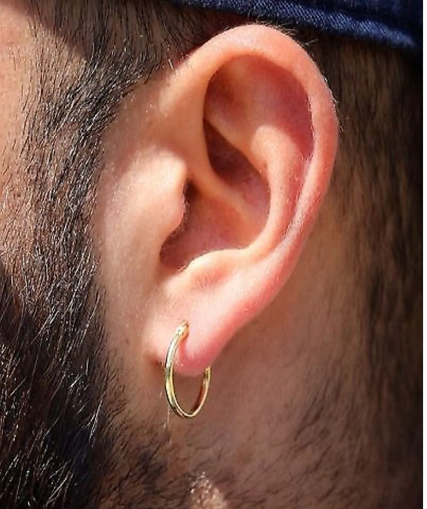 Classic Gold Hoop earrings made of sterling silver with 18k gold plating, showcasing a timeless and elegant design.