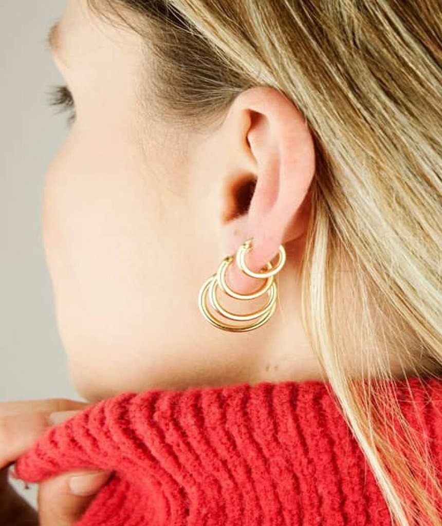 Classic Gold Hoop earrings made of sterling silver with 18k gold plating, showcasing a timeless and elegant design.