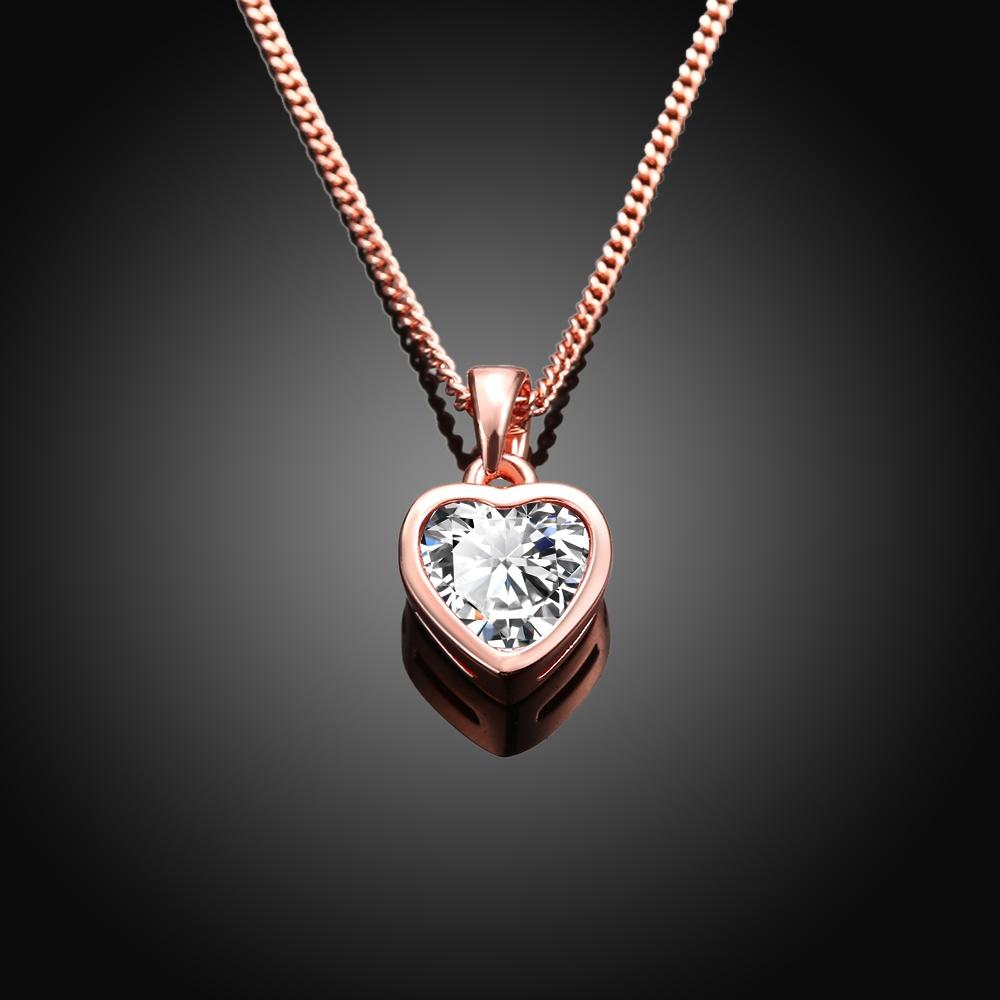 Classic Heart Shaped Elements Necklace featuring certified crystals and 18K rose gold plating, elegantly displayed on a soft background.