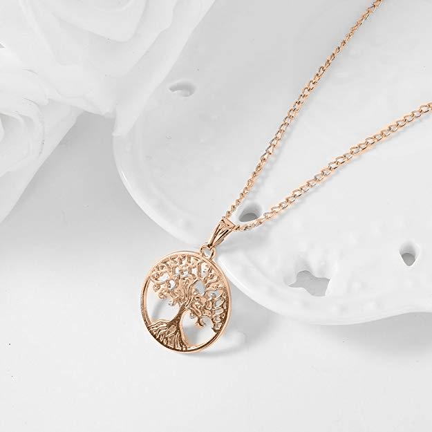 Classic Mother of Tree of Life Necklace in 18K Gold Plated, featuring a delicate tree pendant on an elegant chain.