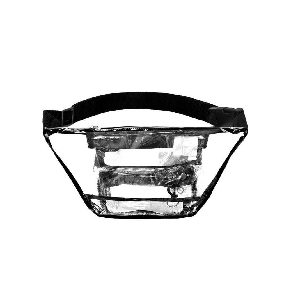 Clear Signature Waist Pack Standard with transparent design and three zippered compartments, ideal for events requiring visibility.