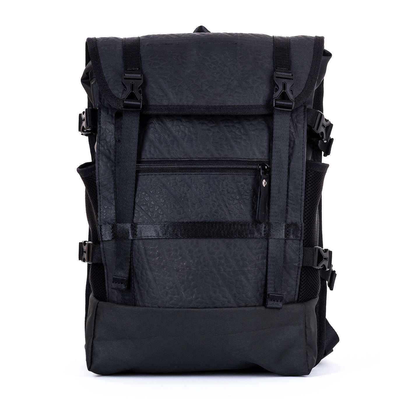 Colonel Vegan Water Resistant Backpack featuring a padded laptop compartment, made from reclaimed materials, showcasing its eco-friendly design.
