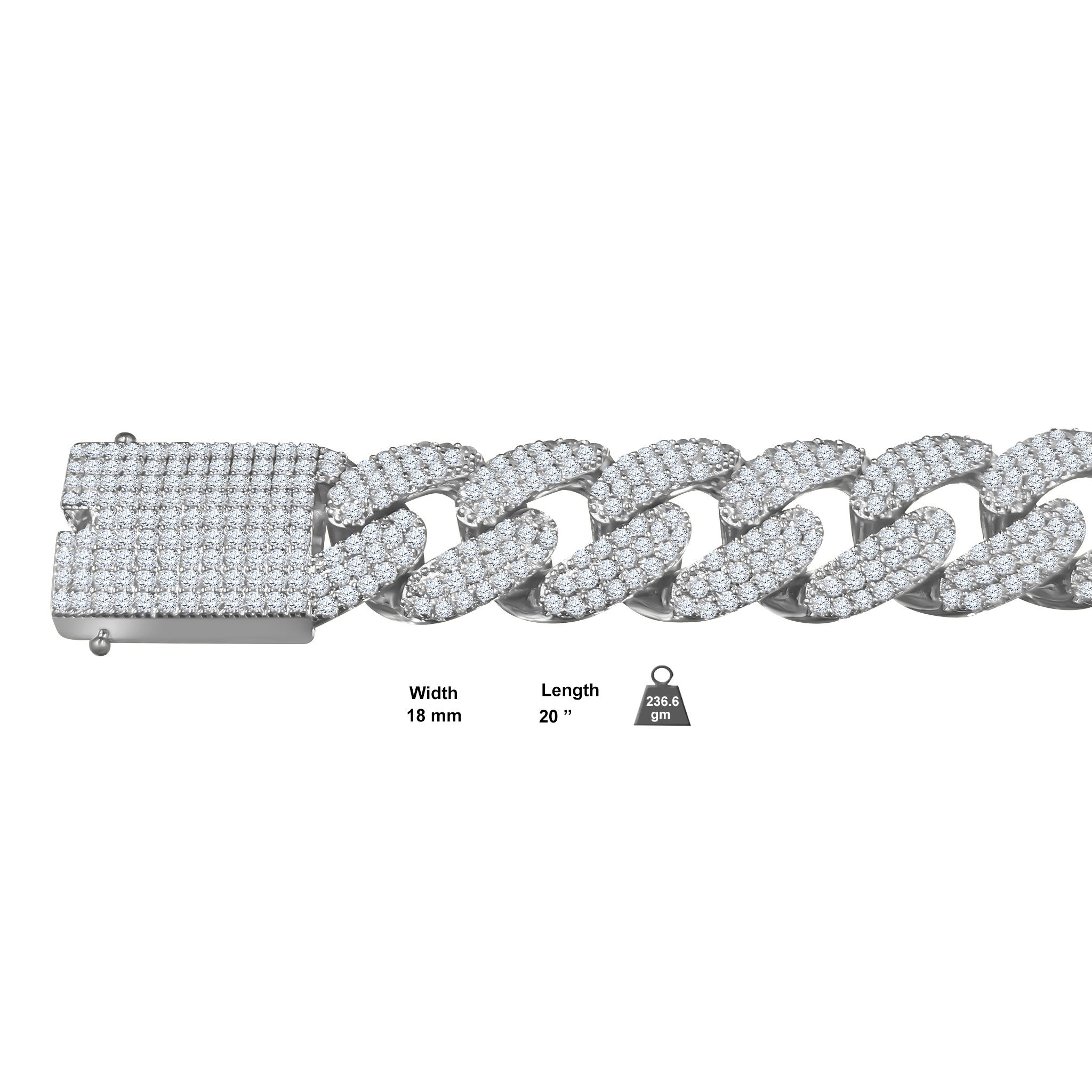 COLT 12 MM 925 Silver Cuban chain showcasing its elegant design and adjustable length, available in multiple colors.