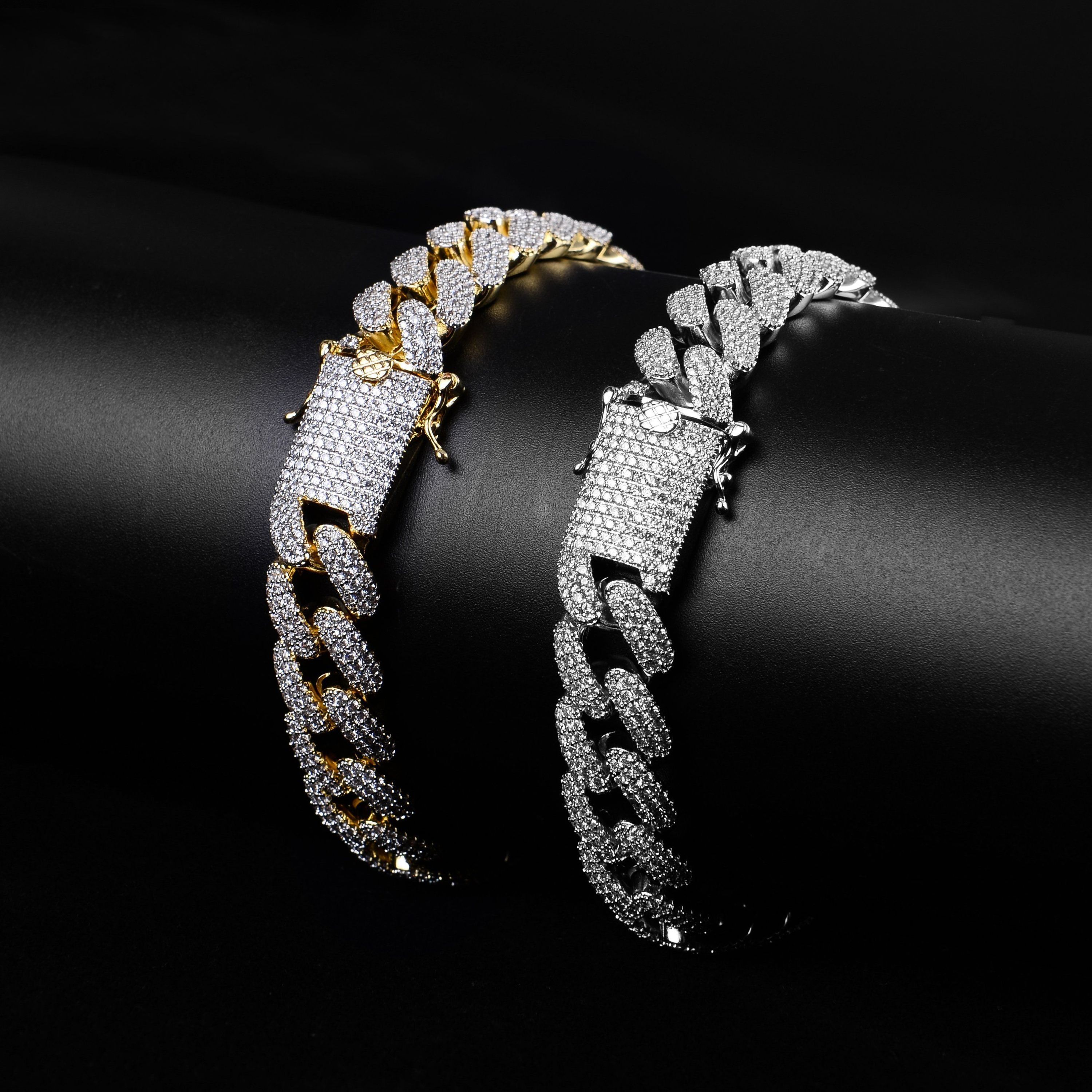 COLT 12MM Silver Cuban Bracelet featuring 925 sterling silver and AAA cubic zirconia, showcasing a bold and elegant design.