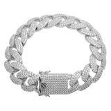 COLT 12MM Silver Cuban Bracelet featuring 925 sterling silver and AAA cubic zirconia, showcasing a bold and elegant design.