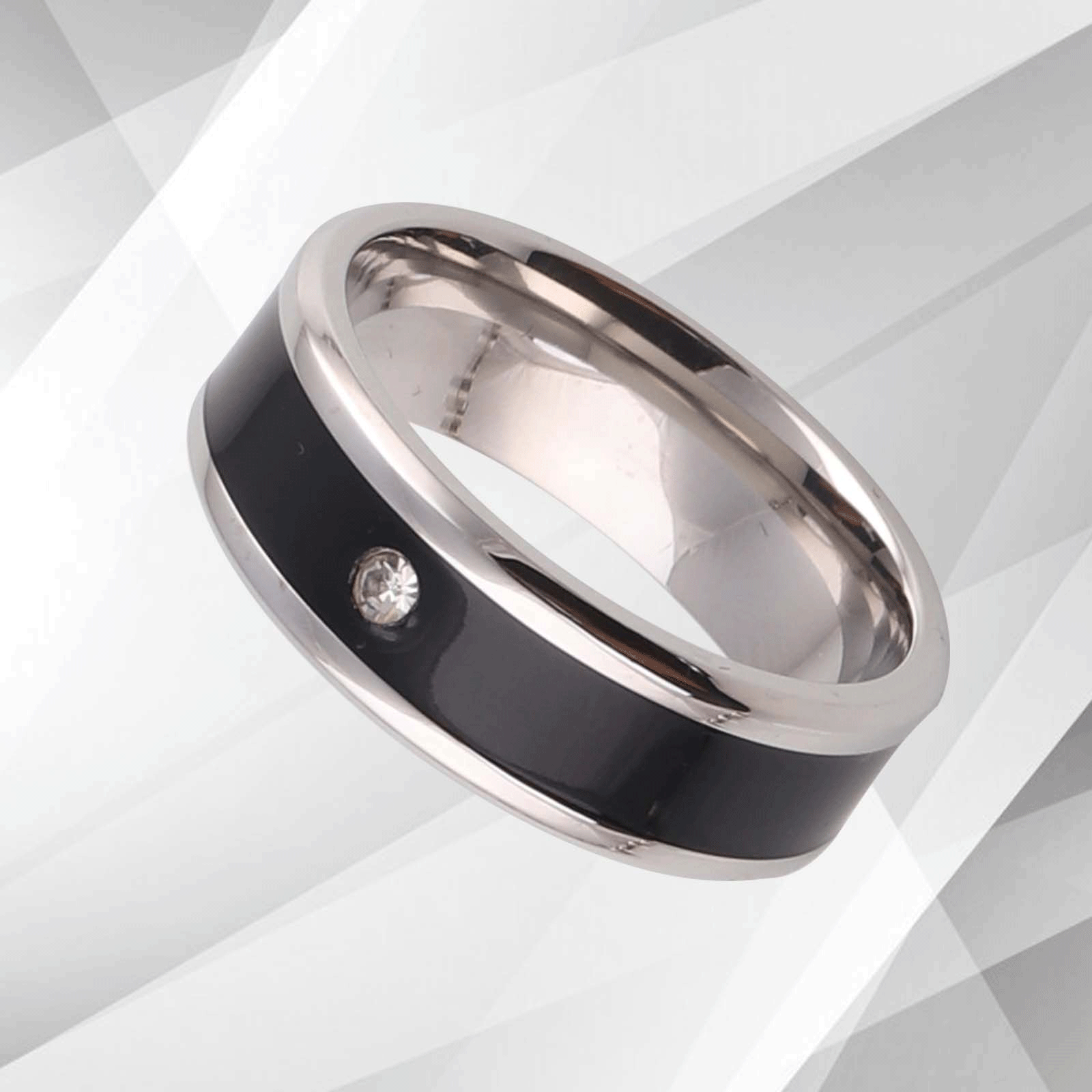 Comfort Fit Sparkling Titanium 0.35Ct CZ Diamond Wedding Engagement Ring with 18Ct white gold finish, showcasing a 7mm wide band and brilliant diamond.