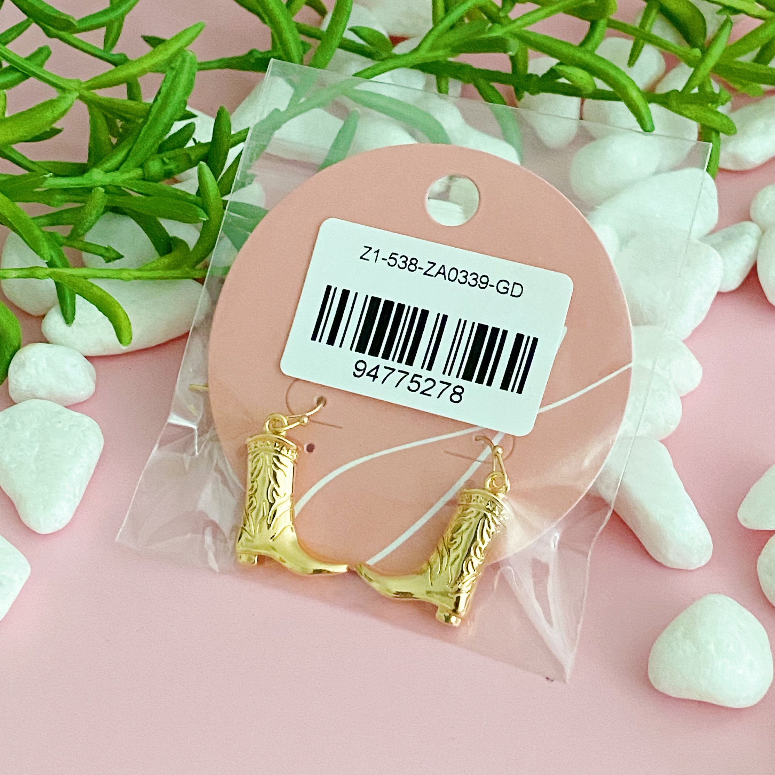 A pair of stylish Cowgirl Bootie Dangle Earrings featuring detailed boot charms on fishhook design, perfect for western-inspired fashion.