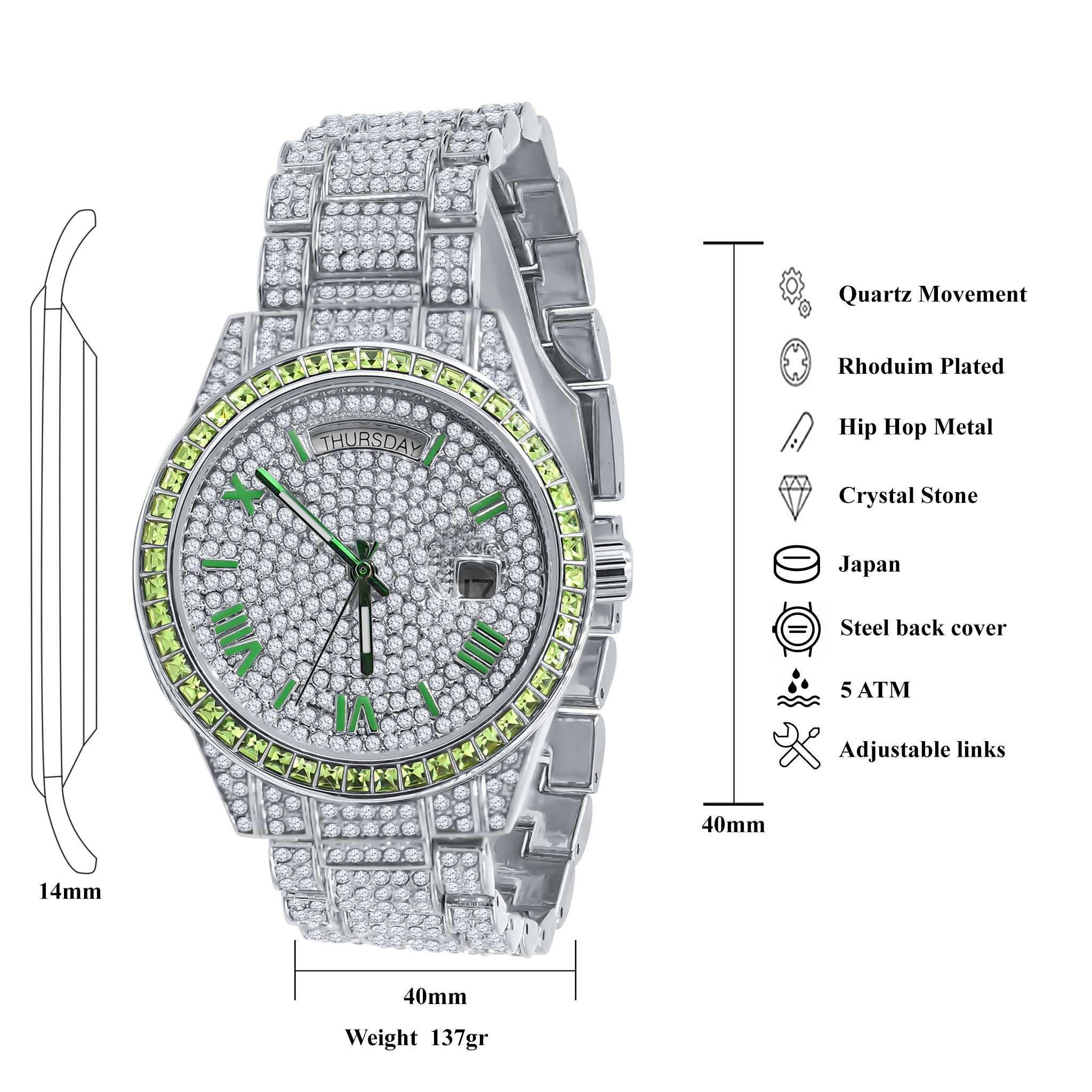 CRANT Bling Watch Crystal I 5631328 featuring sparkling crystals and a stainless steel band, showcasing luxury and elegance.