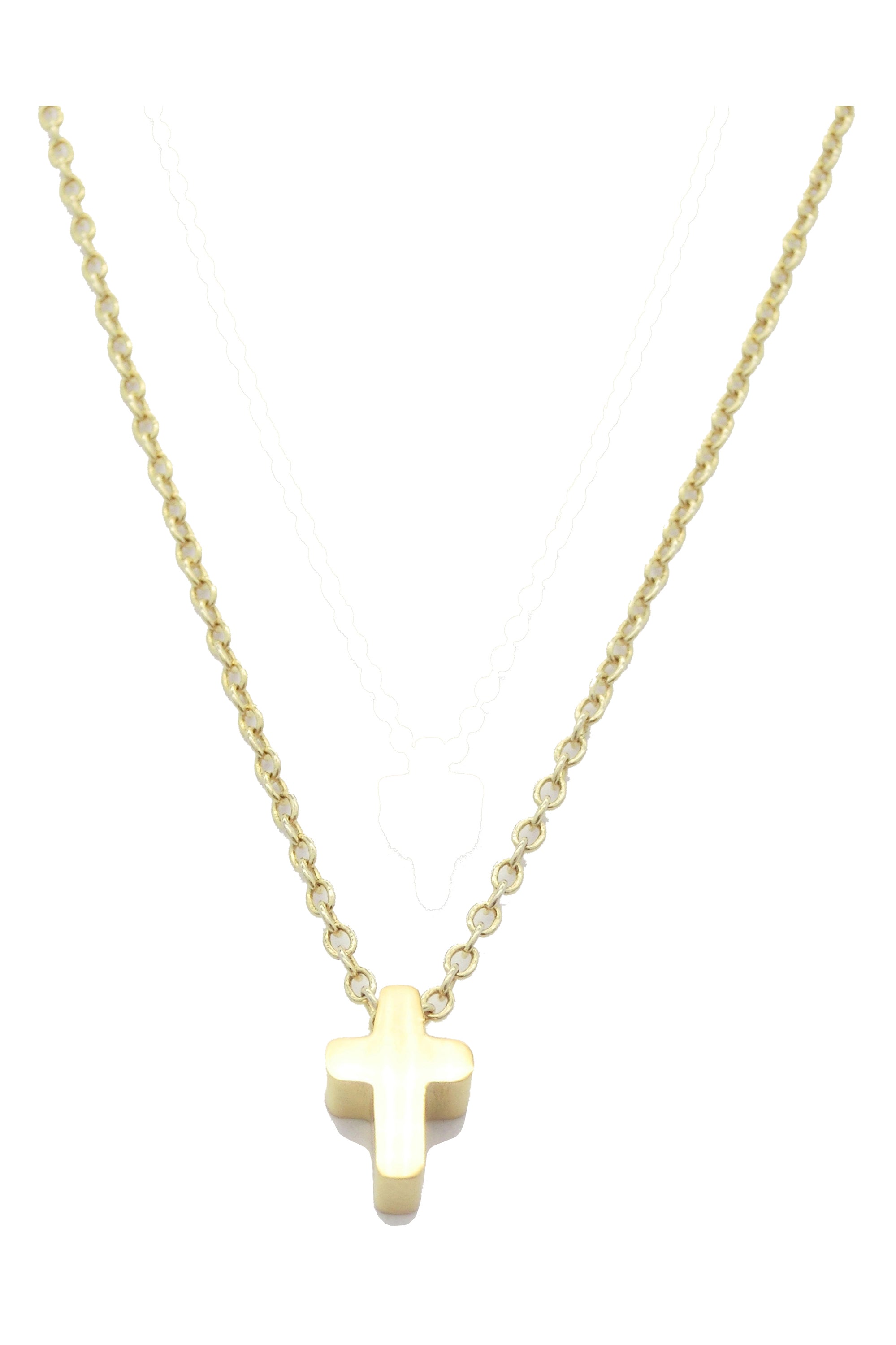 A stylish cross pendant necklace by DOBBI, made of stainless steel, showcasing its elegant design and various color options.