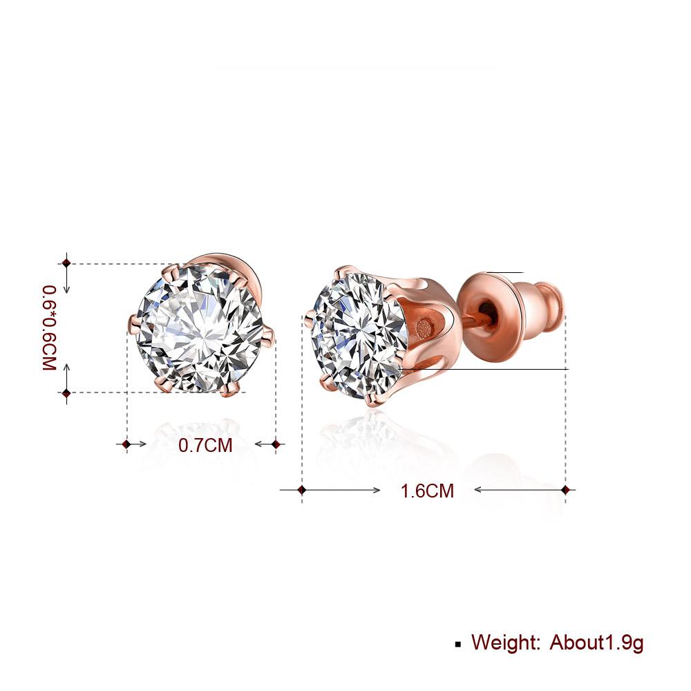 Elegant Crystal Pave Stud Earring in 18K Rose Gold Plated featuring genuine crystals, showcasing a brilliant sparkle.