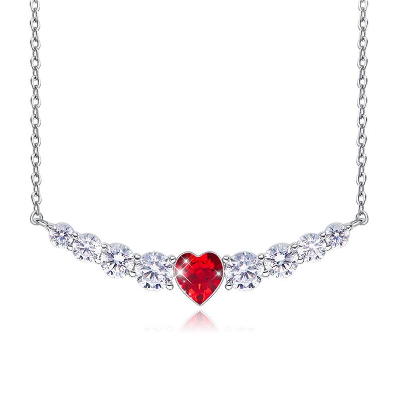 Elegant 8.00 CT Ruby Heart Necklace with gold-plated mounts and sparkling crystals, showcasing a beautiful design.