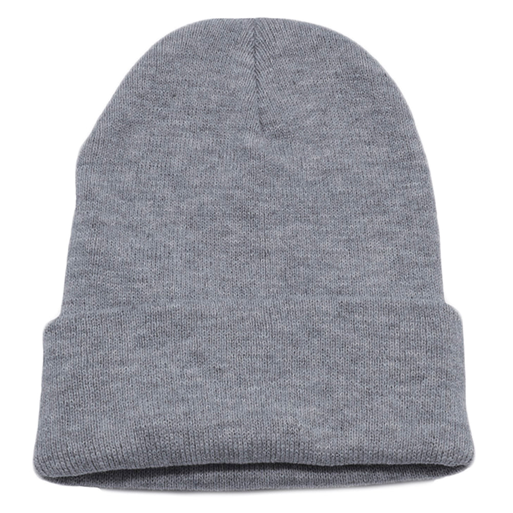 A variety of cuffed knit beanie hats by DOBBI in different colors, showcasing their stylish design and soft texture.