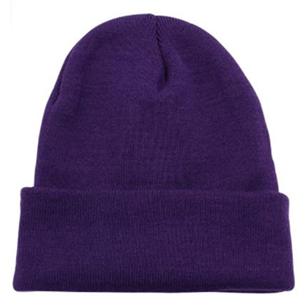 A variety of cuffed knit beanie hats by DOBBI in different colors, showcasing their stylish design and soft texture.
