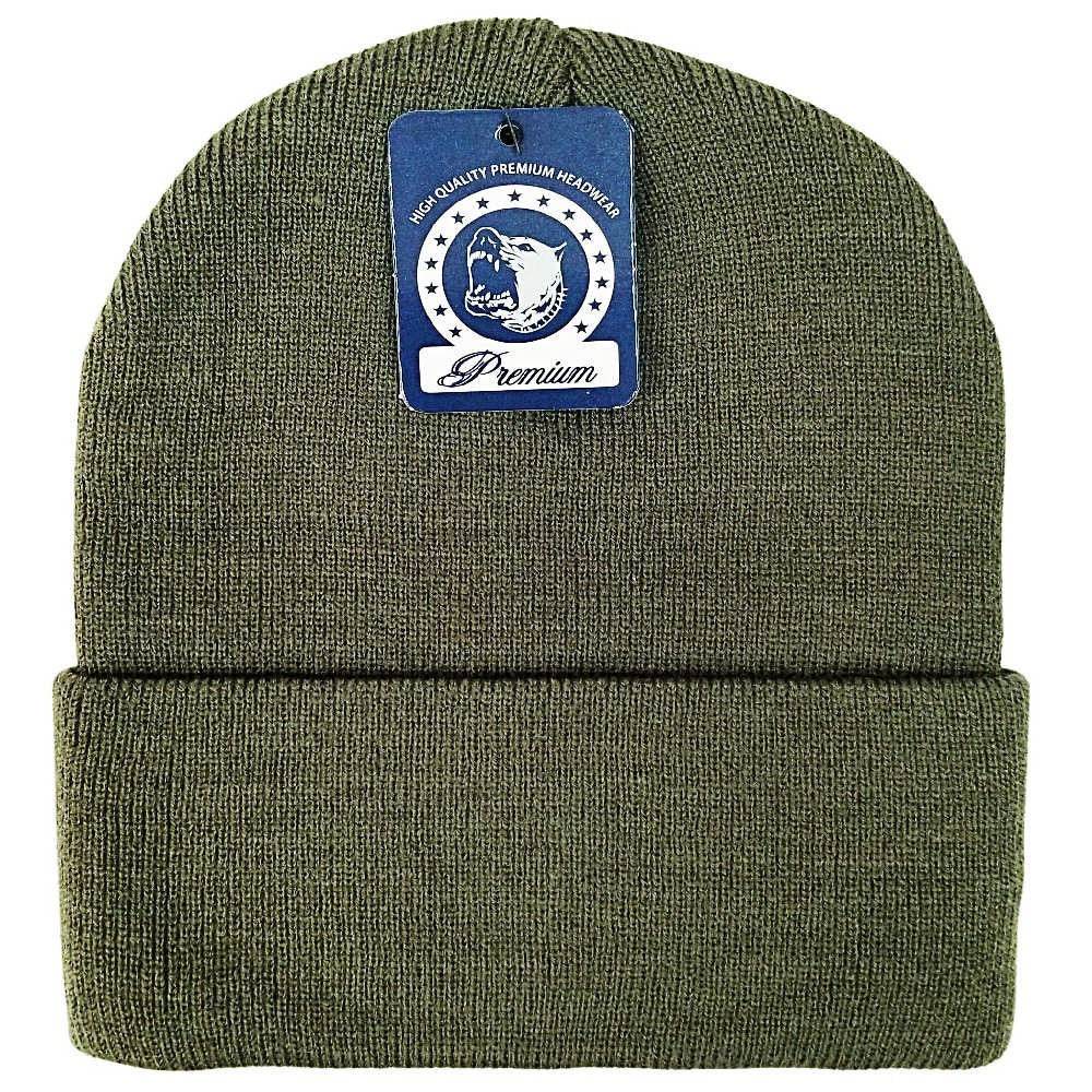 A variety of cuffed knit beanie hats by DOBBI in different colors, showcasing their stylish design and soft texture.