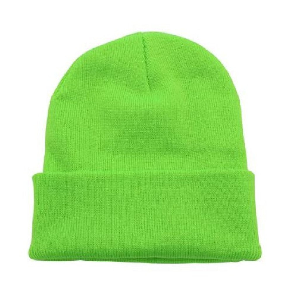 A variety of cuffed knit beanie hats by DOBBI in different colors, showcasing their stylish design and soft texture.