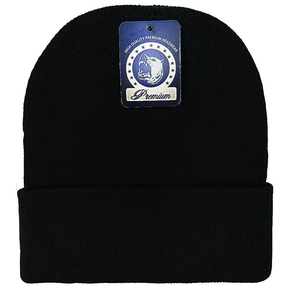 A variety of cuffed knit beanie hats by DOBBI in different colors, showcasing their stylish design and soft texture.