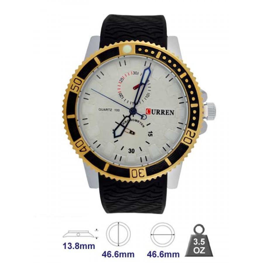 Curren Brand Leather Strap Watch for Men featuring a stylish leather strap and a compact case design.