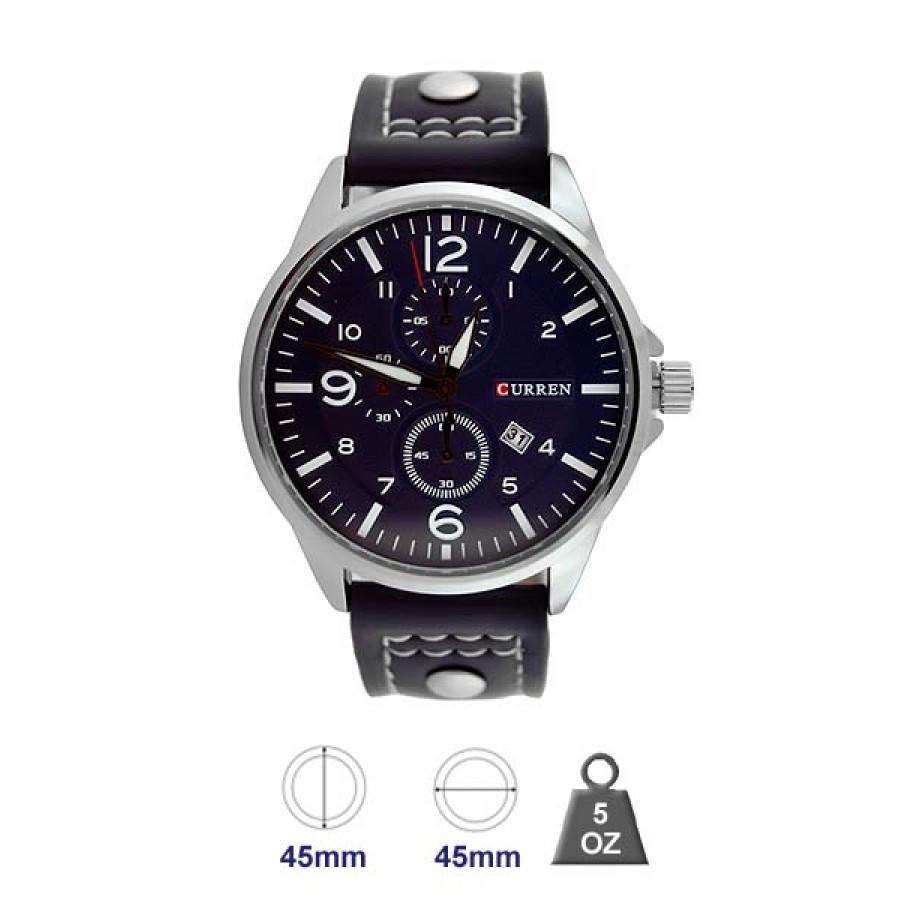 Curren Leather Band Watch for Men featuring a stylish leather strap and a 45mm case, perfect for any occasion.