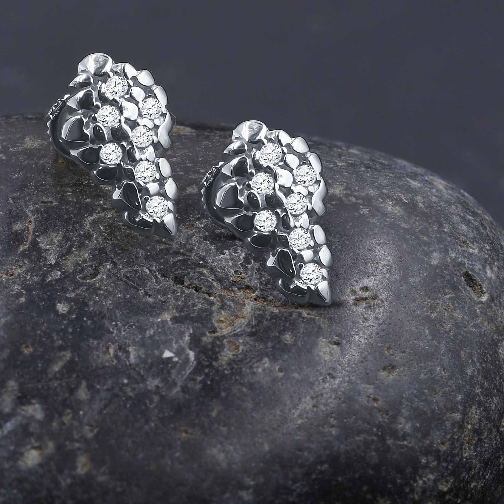 CURIO Screw Back Earrings featuring intricate cut-work design and sparkling cubic zircon stones set in 925 sterling silver.