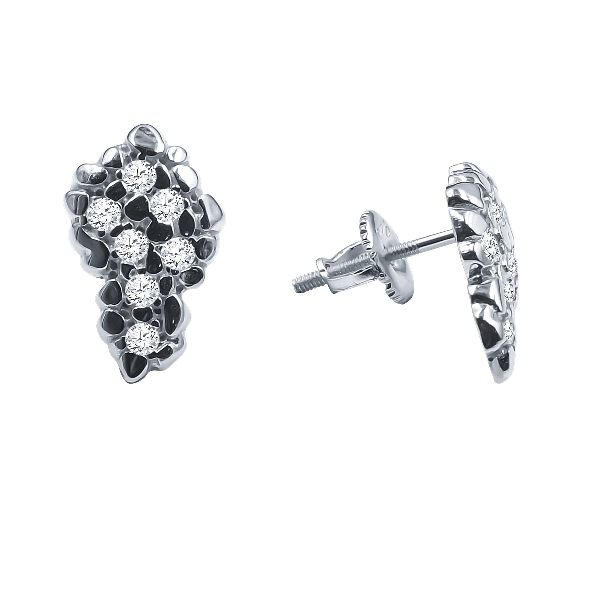 CURIO Screw Back Earrings featuring intricate cut-work design and sparkling cubic zircon stones set in 925 sterling silver.